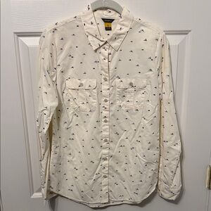 Eddie Bauer Cream Button-Down Shirt with Mountain Print